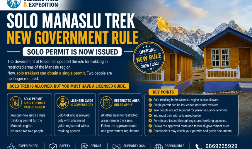 Solo Trekking in Manaslu – New Government Rule Government Update (2026)