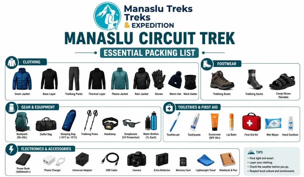 Manaslu Circuit Trek packing list