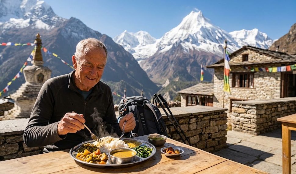 Edit Post Site Icon Pattern Engine Edit with Elementor Gluten Free And Vegetarian Food On The Manaslu Circuit Trek · Post Ctrl+K 59 / 100 Save Gluten Free And Vegetarian Food On The Manaslu Circuit Trek If you are planning the Manaslu Circuit Trek and you eat vegetarian, or you live with celiac disease or a gluten intolerance, you have probably typed some version of this question into Google at two in the morning. Can I actually eat safely on this trek. Will there be enough food that does not make me sick. Will the guides even understand what gluten free means. We get this question from guests every single season, and this year it came from a guest we will never forget, a trekker named Claudia who flew in from Argentina. This guide is our honest answer to that question, written from years of running treks through the Manaslu Conservation Area with guides who grew up in these villages, cook in these kitchens, and know exactly what a teahouse can and cannot put on your plate. We are not going to tell you the trail is a five star buffet, because it is not. But we are going to tell you, with real detail, why the Manaslu Circuit Trek is one of the easier Himalayan routes for vegetarian and gluten free travelers, why local crops here actually work in your favor, and what more than 100 vegetarian dishes actually look like once you count every combination on the trail. Why Manaslu Circuit Trek Is Surprisingly Good For Vegetarian And Gluten Free Trekkers Most travelers assume a remote Himalayan trail with no roads will have the worst food options, not the best. On Manaslu it works the other way around. The villages along this route, from Machha Khola up through Namrung, Lho, Shyala, Samagaon and Samdo, sit in the Nubri and Tsum valleys, where farming has depended on lentils, potatoes, buckwheat, barley and green vegetables for generations, long before trekking tourism arrived. Meat is expensive to carry in and difficult to store safely at altitude, so most households and teahouses default to plant based cooking anyway. That is good news if you are vegetarian, because you are not asking for a special exception, you are asking for what the kitchen already knows how to cook. For gluten free trekkers the picture is a little more work, but still workable. Nepali kitchens on this route rely heavily on rice, potatoes, lentils and local buckwheat flour, all of which are naturally free of gluten. Wheat based items like chapati, Tibetan bread, momo wrappers and noodles are common too, so the risk is not a lack of gluten free food, it is making sure the wheat based items do not end up on your plate by accident. Once you understand the pattern, which we explain fully below, this becomes very manageable. The Real Story Of Claudia From Argentina And Her Gluten Free Worry Claudia joined one of our Manaslu Circuit Trek groups last season, and she told our guide on the very first day at Soti Khola that she was nervous about food. She has celiac disease, so this is not a preference for her, it is medical. Back home in Argentina she is used to reading every label and asking every waiter three or four questions before she orders anything. She told us she almost did not book the trip because every gluten free trekking article she found online talked about Everest or Annapurna, and almost nothing existed about Manaslu specifically. Our guide did two simple things. First, he told every teahouse owner in advance, at every stop, exactly what Claudia could and could not eat, using the local language rather than relying on English alone. Second, he taught her which dishes on the standard menu card were already safe without any special request, so she was not depending on a special meal being cooked from nothing every night. By the time the group reached Samagaon, Claudia was ordering her own dal bhat, her own roasted potatoes and her own vegetable soup directly from the menu without needing to ask twice. She told us afterward that she was genuinely surprised. Not because the food was fancy, it was not trying to be, but because every single teahouse on the route had something she could eat safely, and more than one place surprised her with buckwheat pancakes made completely separately from the wheat flour used for everyone else. She said it was the first big trek where she never went hungry and never once felt like a burden to the kitchen. That single trip changed how we brief every gluten free guest who books with us now, and it is a big part of why we wrote this guide. Understanding The Teahouse Kitchen System On The Manaslu Trail Every teahouse on the Manaslu Circuit runs on a similar system. There is one kitchen, usually a single wood or gas stove, run by the owner or a family member, cooking to order for everyone in the dining room that night. There are no large fryers, no shared prep lines and no packaged sauces hiding wheat or dairy the way you might find in a city restaurant. Meals are cooked individually in a wok or a pot, which actually works in favor of trekkers with dietary needs, because a cook can leave the flour or the meat out of your portion without disrupting anyone else's order. The tradeoff is that menus repeat. You will see the same core list of twenty to thirty dishes at almost every teahouse, with slight regional variation as you climb higher. The good news is that this repetition makes the menu predictable, and once you know which items are naturally vegetarian and which are naturally gluten free, you can order with confidence at every single stop from Machha Khola to Bimthang. Vegetarian Food On The Manaslu Circuit Trek: What You Can Actually Order The Manaslu Circuit is genuinely one of the most vegetarian friendly treks in Nepal. The base of almost every meal is dal bhat, a set plate of steamed rice, lentil soup, a seasonal vegetable curry and a small pickle, and it is vegetarian by default in every teahouse on this route. Most kitchens also offer unlimited refills of rice, lentils and vegetables with dal bhat at no extra cost, which makes it the best value meal on the entire trail as well as the most reliable one. Beyond dal bhat, you will find vegetable fried rice, vegetable fried noodles, vegetable momos, vegetable thukpa noodle soup, potato dishes cooked half a dozen different ways, Tibetan bread served with honey, jam or peanut butter, chapati with vegetable curry, and a rotating list of soups including garlic soup, tomato soup and mixed vegetable soup. Garlic soup in particular is a trail favorite at altitude, since garlic is traditionally believed to help with acclimatization, and every teahouse from Namrung upward tends to serve it. More Than 100 Vegetarian Dishes You Can Actually Find Across The Teahouses When our guests ask how many vegetarian options exist on this trek, the honest answer is that it depends how you count, but once you add up every base dish, every style of cooking it and every village variation, you comfortably pass 100 separate vegetarian items across the full seventeen days of trekking. Here is what that actually looks like broken down by category, based on the menus our guides have seen repeated at teahouses from Soti Khola to Dharmasala. Rice and grain dishes: plain steamed rice, vegetable fried rice, egg fried rice, mixed vegetable rice, buckwheat porridge, tsampa roasted barley porridge, rice pudding, and plain dal bhat with seasonal vegetable variations that change almost every day depending on what the village has that week, easily fifteen to twenty variations across the trek. Potato dishes: boiled potatoes, roasted potatoes, fried potatoes, potato curry, potato and vegetable curry, hash brown style potato fritters, and potato soup, each one made slightly differently at nearly every teahouse, adding another dozen or more options. Noodle and dumpling dishes: vegetable noodle soup, vegetable fried noodles, vegetable thukpa, vegetable momos steamed or fried, vegetable chow mein, and Tibetan style dumpling soup, giving you another eight to ten variations. Bread and pancake items: Tibetan bread plain, Tibetan bread with honey, Tibetan bread with jam, Tibetan bread with peanut butter, chapati, plain pancake, apple pancake when apples are in season near Jagat and Philim, buckwheat pancake, and porridge with local honey, another eight to ten items. Soups: garlic soup, tomato soup, mixed vegetable soup, potato soup, lentil soup served on its own, sherpa stew made vegetarian on request, and thukpa without meat, roughly seven regular options that appear at almost every stop. Egg dishes for lacto ovo vegetarians: plain omelet, vegetable omelet, cheese omelet where cheese is available, boiled eggs, fried eggs and scrambled eggs, another six options. Snacks, sides and extras: roasted soybeans, boiled soybeans, mixed pickle, cucumber salad in season, seasonal greens sauteed simply, popcorn at some teahouses, biscuits, and local apples and walnuts from the lower villages, adding another eight to ten items depending on the season you trek in. Add all of that up across seventeen days of trekking through more than a dozen villages, each with its own small variation on these dishes, and you land well past 100 vegetarian meal combinations by the time you reach Bimthang on the far side of the Larke Pass. It is not a five star menu with endless creativity, but it is genuinely varied enough that you will not eat the same exact plate every single night. Gluten Free Food On The Manaslu Circuit Trek: What Is Naturally Safe Gluten free trekking on Manaslu is honestly not as difficult as most people assume before they arrive, including Claudia herself. The core trail staples, rice, lentils, potatoes and most vegetable curries, are naturally gluten free because they do not use wheat flour at all. Dal bhat without a side of chapati is one of the safest and most filling meals on the entire route, and it is available at every single teahouse from the trailhead to the pass. Plain rice, fried rice without soy sauce, boiled or roasted potatoes, vegetable curry, lentil soup on its own, garlic soup, tomato soup, plain omelets and boiled eggs are all reliably gluten free across the trail. Buckwheat, despite the name, contains no wheat and no gluten at all, and it grows locally in the Nubri valley, so buckwheat porridge and buckwheat pancakes at higher villages like Lho and Samagaon are both authentic to the region and safe for celiac trekkers, as long as they are cooked in a clean pan separate from wheat flour. Foods To Avoid Or Ask About If You Are Gluten Free The main things to watch for on this trek are chapati, Tibetan bread, momo wrappers, regular noodles and pasta, all of which are made with wheat flour. Soy sauce used in fried rice or fried noodles often contains wheat as well, so if you are strict about cross contamination it is worth asking the kitchen to cook your portion in soy sauce free style or in a separate pan. Some packaged biscuits and instant noodles sold at trailside shops also contain gluten, so check labels before buying trail snacks in villages like Jagat or Deng. The other detail worth knowing is that a single pan is sometimes used for multiple dishes back to back in smaller teahouses, especially at higher altitude where kitchens are simpler. This is not unique to Manaslu, it is true across most teahouse trekking in Nepal, so if you have celiac disease rather than a general sensitivity, tell your guide clearly so they can ask the cook to use a clean pan or cook your meal first, before anything containing flour touches that same surface. Local Buckwheat, Millet And Barley: Why The Nubri And Tsum Valleys Help Gluten Free Trekkers One detail that most general Nepal trekking food guides miss, because it is specific to this region, is what actually grows in the fields around Namrung, Lho, Shyala and Samagaon. The Nubri and Tsum valleys sit at elevations where wheat struggles but buckwheat, barley and millet thrive, alongside potatoes and hardy green vegetables. These crops have fed local families here for centuries, long before any trekker showed up asking about gluten. That local farming pattern is exactly why gluten free trekkers do better on Manaslu than on some busier routes. Tsampa, roasted barley flour mixed into tea or porridge, buckwheat pancakes, and buckwheat porridge are traditional Tibetan influenced dishes here, not a special modern accommodation invented for tourists. When Claudia was served buckwheat pancakes in Samagaon, she was not eating a substitute, she was eating what many families in that village have eaten for generations. That authenticity is part of what makes this trek work so well for a gluten free diet. How Food Changes As You Climb Higher On The Manaslu Circuit Food variety on this trek follows a predictable curve. From Soti Khola through Jagat and Deng, teahouses are close to the road, so menus are widest, prices are lowest and fresh vegetables are easiest to find. From Namrung through Lho and Shyala up to Samagaon, everything has to be carried in by porter or mule, so menus narrow slightly, prices rise, and fresh meat basically disappears from the menu, which actually works in favor of vegetarian trekkers since it removes the temptation and the risk of undercooked meat at altitude. Above Samagaon, at Samdo and especially at Dharmasala below the Larke Pass, menus become genuinely simple. Expect dal bhat, noodle soup, garlic soup, potatoes, plain rice and basic eggs, with almost nothing fried or elaborate. This is normal and it is not a sign of a bad teahouse, it reflects how difficult it is to carry supplies to nearly 4,500 meters. Vegetarian dal bhat remains reliably available even at Dharmasala, and it is genuinely the best choice at that altitude anyway, since simple carbohydrates and lentils digest more easily than heavy or fried food when oxygen is low. Village By Village Food Guide On The Manaslu Circuit Trek Soti Khola and Machha Khola sit close to the road, so menus here are the widest on the entire trek, including fresh salad, a full range of momos, pizza style flatbreads and fresh fruit juice alongside the usual dal bhat. Jagat and Deng mark the entry into the restricted Manaslu Conservation Area. Menus stay reasonably varied here, with good vegetable curry, fried rice and noodle options, and this is usually the last easy place to stock up on packaged gluten free snacks before the villages get remote. Namrung and Lho introduce more Tibetan influenced cooking, including thukpa, tsampa porridge and the first buckwheat dishes on the route. This is where the trek genuinely starts to feel like it is cooking with what the valley actually grows. Shyala and Samagaon are the best villages on the entire trek for buckwheat pancakes, buckwheat porridge and hearty vegetable dal bhat, and this is usually where trekkers with celiac disease or gluten sensitivity, like Claudia, feel most reassured, since the local diet already leans so heavily on gluten free grains. Samdo and Dharmasala have the simplest menus on the trek, focused on dal bhat, noodle soup, garlic soup and basic eggs. This is the stretch where we recommend carrying your own gluten free snacks as backup, simply because supply is limited this high, not because the kitchens are unwilling to help. Bimthang, on the far side of the Larke Pass, feels like a small reward. Menus widen out again once you drop in elevation, with a return to fried rice, noodles, momos and a wider range of vegetable curries as you descend toward Dharapani and the road. How To Communicate Your Dietary Needs To Guides And Teahouse Owners The single biggest factor in how well a vegetarian or gluten free trekker eats on Manaslu is not the menu itself, it is communication. Tell your trekking company before you fly to Nepal, not on the first day of the trek. This gives your guide time to brief every teahouse ahead of the group and, where needed, call ahead so the kitchen has the right ingredients on hand. On the trail, ask your guide to translate your restriction clearly to the cook rather than relying on the printed English menu alone, since most menu cards do not list ingredients in detail. If you have celiac disease specifically, say so, since teahouse staff often understand a simple preference differently than a medical requirement, and knowing the difference changes how carefully they handle cross contact with wheat flour. This is exactly what worked for Claudia, and it is the single tip we repeat to every gluten free or vegetarian guest who books with us now. What To Pack If You Are Vegetarian Or Gluten Free You do not need to pack a full expedition of backup food, but a small supply is smart insurance, especially for the stretch above Samagaon. Good options include gluten free energy bars, peanut butter in a squeeze packet, roasted nuts, dried fruit, electrolyte powder, instant gluten free oats, and a few protein bars for the two long days around the Larke Pass. Vegetarian trekkers rarely need to pack much extra food at all, since plant based meals are the default across the whole trek, but bringing a personal favorite snack or two always helps morale on a long climbing day. Water, Tea And Drinks On A Gluten Free Or Vegetarian Diet Black tea, milk tea, ginger tea, lemon tea, mint tea and hot water with honey are available at every teahouse and are naturally free of both gluten and animal products aside from the milk in milk tea. Tsampa flour is sometimes stirred into butter tea in the higher villages as a traditional Tibetan drink, and this is gluten free since it is made from roasted barley, not wheat. Bottled water and boiled water are both widely available, and we always recommend boiled water over bottled plastic for both cost and environmental reasons on a trail with no waste collection. Vegan Trekkers On The Manaslu Circuit Vegan trekkers can eat well here too, with a bit more attention to detail than vegetarians need. Dal bhat is usually cooked with a small amount of ghee, so ask for it without ghee or oil based instead. Tibetan bread and momos are typically vegan already unless cheese is added. Milk tea obviously contains dairy, so switch to black tea, lemon tea or plain hot water if you are strict vegan. Roasted soybeans, boiled potatoes, plain rice, lentil soup without ghee and most vegetable curries are naturally vegan across the whole route once you ask the kitchen to leave out butter or ghee. Common Mistakes Trekkers Make With Special Diets On This Trek The most common mistake is staying quiet about a dietary need on the first day and only mentioning it once a problem happens. Speak up from day one. The second mistake is assuming every teahouse understands the word gluten free the same way a restaurant in Europe or North America would. Many do, especially after years of hosting international trekkers, but it is always safer to explain what you cannot eat in simple terms rather than relying on the phrase alone. The third mistake is skipping backup snacks entirely and assuming the menu will always have something available at nearly 4,500 meters. It usually will, but a small backup supply removes any risk of an uncomfortable night with limited options. Frequently Asked Questions About Vegetarian And Gluten Free Food On The Manaslu Circuit Trek Is the Manaslu Circuit Trek good for vegetarians. Yes. Vegetarian food is the default across nearly every teahouse on this route, built around dal bhat, vegetable curry, potatoes, rice, noodles and momos, so vegetarians rarely need to ask for special treatment. Can I eat gluten free safely on the Manaslu Circuit Trek. Yes, with some planning. Rice, lentils, potatoes and local buckwheat dishes are naturally gluten free and widely available. Wheat based items like chapati, Tibetan bread, momos and noodles are common too, so you simply need to avoid those and tell your guide clearly about your dietary need. Is buckwheat really gluten free. Yes. Buckwheat contains no wheat and no gluten despite the name, and it grows locally in the Nubri valley, which is why buckwheat pancakes and porridge in villages like Lho and Samagaon are both traditional and safe for celiac trekkers. Do teahouses on Manaslu understand celiac disease. Many guides and experienced teahouse owners do, especially after hosting international trekkers for years, but it is always best to explain clearly that this is a medical condition and not just a preference, so the kitchen takes cross contact seriously. What should I pack if I am gluten free on this trek. A small supply of gluten free energy bars, oats, peanut butter and dried fruit is smart, especially for the stretch above Samagaon where menus are simplest. Is dal bhat always vegetarian and gluten free. Standard dal bhat, meaning rice, lentil soup and vegetable curry, is vegetarian and gluten free at every teahouse on this route as long as you skip any bread served alongside it. Can I get vegan food on the Manaslu Circuit Trek. Yes, with slightly more communication than vegetarian food needs. Ask for dishes without ghee, butter or milk, and stick to black tea instead of milk tea, and most meals on the standard menu can be made fully vegan. How many vegetarian dishes are actually available on this trek. Counting every base dish and every village variation across rice, potatoes, noodles, breads, soups, eggs and snacks, you pass 100 separate vegetarian meal combinations over the full trek, even though the core menu repeats at each teahouse. Why Book With Manaslu Treks And Expedition For A Special Diet Trek We run Manaslu Circuit Trek groups every season with guides who grew up in Nubri and Tsum, which means they are not reading a menu translation off a laminated card, they are talking to teahouse owners in their own language about exactly what you need. We brief every teahouse on your route in advance when a guest tells us about a dietary requirement, the same way we did for Claudia, so the kitchen already knows before you sit down for dinner. If you are still worried about eating safely at altitude, you are not alone, and you are not being difficult by asking these questions before you book. Tell us your dietary needs when you reach out, and we will build your itinerary and brief your guide accordingly, the exact same way we do for every vegetarian, vegan and gluten free guest who joins us on this trail. Ready To Plan Your Manaslu Circuit Trek Whether you eat strictly gluten free like Claudia, you are vegetarian, vegan, or you simply want to know what is actually on the plate before you commit to seventeen days on this trail, we are happy to answer your questions directly before you book. Get in touch with Manaslu Treks and Expedition to plan your Manaslu Circuit Trek with a team that already knows exactly how to feed you safely, from Soti Khola all the way over the Larke Pass to Bimthang. Move upMove downToggle panel: Sidebar Layout Choose Sidebar Template Default Sidebar Right Sidebar Left Sidebar Full Width Full Width Centered Move upMove downToggle panel: Table of Contents Disable the automatic insertion of the table of contents. Header Label Eg: Contents, Table of Contents, Page Contents Position Select Position Choose where where you want to display the table of contents. Word Count Limit 0 Minimum word count to display TOC. Set to 0 for unlimited words (default). Appearance: NOTE: Using the appearance options below will override the global Appearance settings. Device Target Select Alignment None (Default) Advanced: NOTE: Using the advanced options below will override the global advanced settings. Headings: Heading 1 (h1) Heading 2 (h2) Heading 3 (h3) Heading 4 (h4) Heading 5 (h5) Heading 6 (h6) Select the heading to consider when generating the table of contents. Deselecting a heading will exclude it. Initial View Initially hide the table of contents. Hide Counter Do not show counters for the table of contents. Alternate Headings Specify alternate table of contents header string. Add the header to be replaced and the alternate header on a single line separated with a pipe |. Put each additional original and alternate header on its own line. Examples: Level [1.1]|Alternate TOC Header Replaces Level [1.1] in the table of contents with Alternate TOC Header. Note:This is case sensitive. Exclude Headings Specify headings to be excluded from appearing in the table of contents. Separate multiple headings with a pipe |. Use an asterisk * as a wildcard to match other text. Examples: Fruit*Ignore headings starting with "Fruit". *Fruit Diet*Ignore headings with "Fruit Diet" somewhere in the heading. Apple Tree|Oranges|Yellow BananasIgnore headings that are exactly "Apple Tree", "Oranges" or "Yellow Bananas". Note: This is not case sensitive. Post Block Gluten Free And Vegetarian Food On The Manaslu Circuit Trek Set featured image Generate with Elementor AI A complete guide to vegetarian and gluten free food on the Manaslu Circuit Trek, with real teahouse menus, village by village detail and a guest story from Argentina. Edit excerpt 3,861 words, 20 minutes read time. Last edited an hour ago. Status Published Publish September 11, 2026 6:21 am UTC+0 Slug gluten-free-vegetarian-food-manaslu-circuit-trek Author Kiran Basnet Template Default template Discussion Open Lock Modified Date Move to trash Categories Uncategorized Camping Manaslu Circuit Trek Manaslu Travel Guide Manaslu Tsum Valley Trek Guide Travel Guide Trekker Diaries Add Category Tags Add Tag Separate with commas or the Enter key. Most Used Larkya La PassManaslu Tsum Valley TrekAutumn Trekking NepalMonsoon Trekking NepalWinter Trekking NepalSpring Trekking NepalPre-Monsoon Trekking NepalManaslu Circuit Trek JuneManaslu Circuit Trek Julymanaslu guide Open save panel Post Close dialog Featured image Upload filesMedia Library Filter mediaFilter by type Images Filter by date All dates Search media Media list Showing 81 of 522 media items Load more Attachment Details Gluten-Free-food-in-Manaslu-circuit-Trek.jpg September 11, 2026 134 KB 1024 by 572 pixels Edit Image Delete permanently Alt Text Learn how to describe the purpose of the image(opens in a new tab). Leave empty if the image is purely decorative.Title Gluten Free food in Manaslu circuit Trek Caption Description File URL: https://manaslutreks.com/wp-content/uploads/2026/09/Gluten-Free-food-in-Manaslu-circuit-Trek.jpg Copy URL to clipboard Status:In Progress Selected media actionsSet featured image