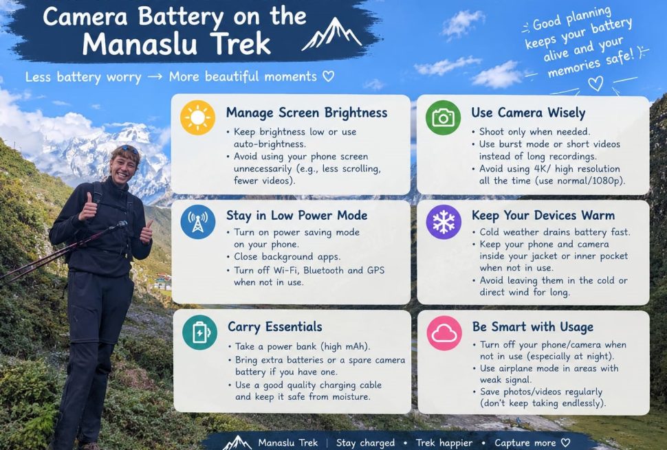 How to Save Your Phone and Camera Battery on the Manaslu Circuit Trek